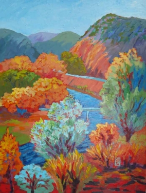 Autumn on the Rio Grande 24x18" Acrylic on panel ©2014 Lucinda Howe $1,100